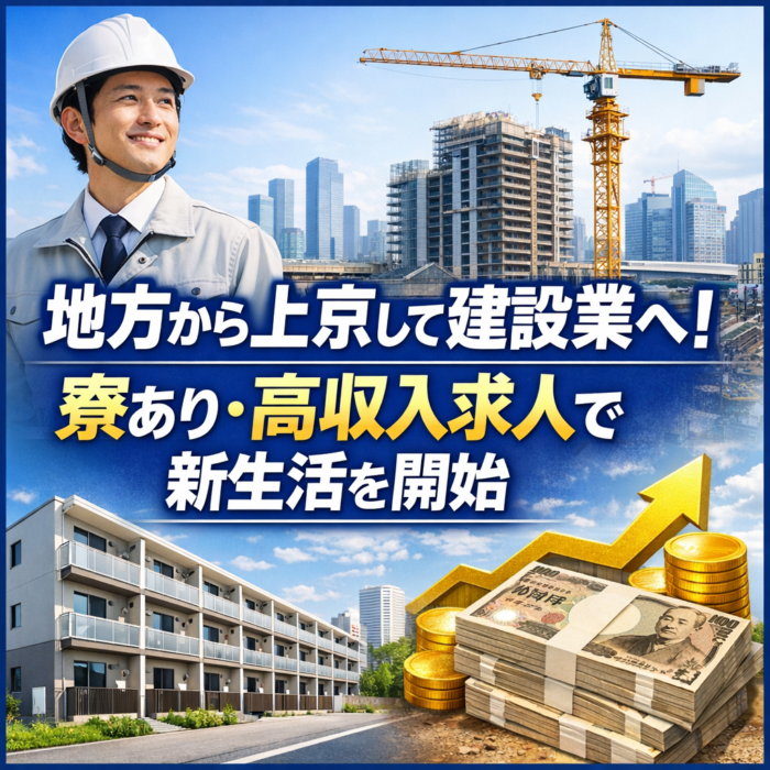 地方から上京して建設業へ！寮あり・高収入求人で新生活を開始